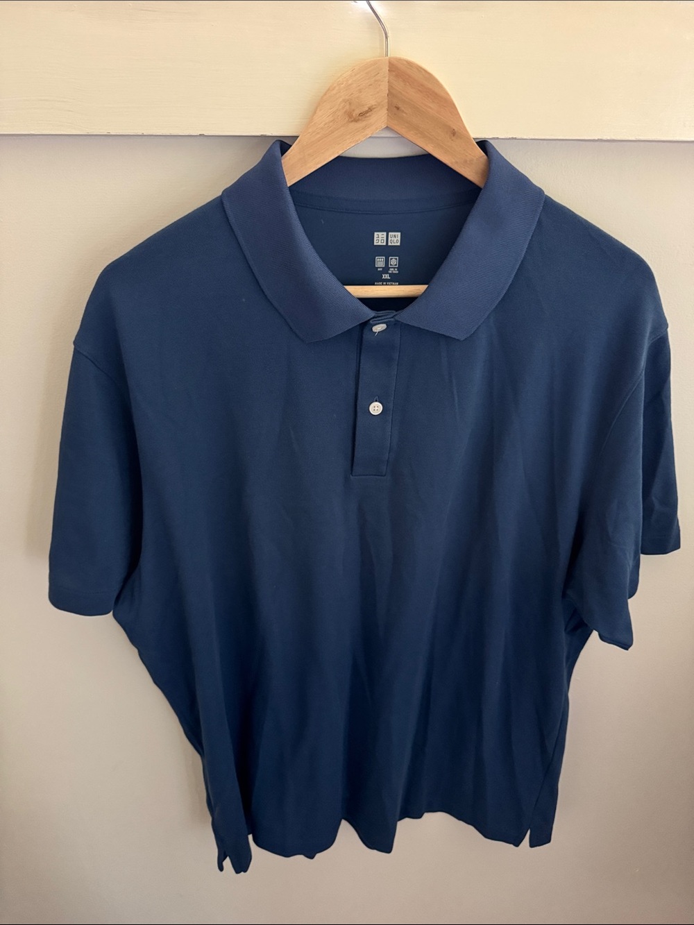 UNIQLO AIRism Cotton Pique Polo Shirt Men’s Navy Blue Short Sleeve XXL
